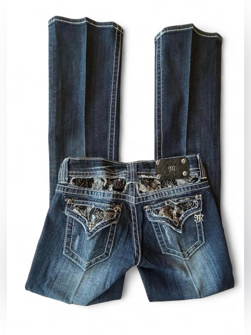 Miss Me Women's Distressed Low-Rise Bootcut Jeans Size 27 Rock Retro Y2K